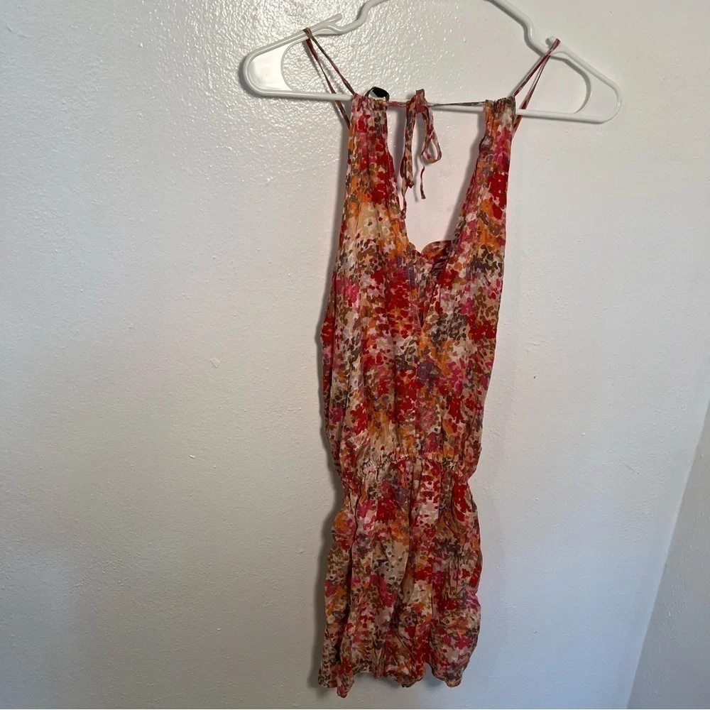 Addison Heart Women's Size Small Romper Pink Multi Geometric Ruffle Adjustable - Picture 6 of 10